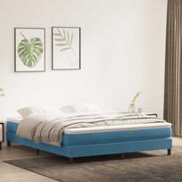 vidaXL Box Spring Lova be čiužinio Tamsiai mėlyna 180x220 cm aksomas