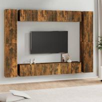 TV spintelių komplektas, Mediena, 10 dalių, dūminio ąžuolo spalva