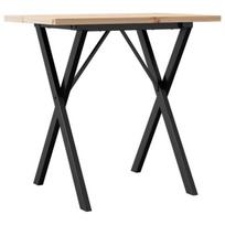 vidaXL Valgomojo stalas, 80x50x75,5cm, pušis ir plieninis, X formos rėmas
