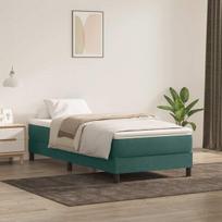 vidaXL Box Spring Lova be čiužinio Tamsiai žalia 100x220 cm aksomas
