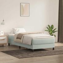 vidaXL Box Spring Lova be čiužinio Šviesiai pilka 100x220 cm aksomas