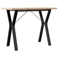 vidaXL Valgomojo stalas, 100x50x75,5cm, pušis ir plieninis, Y formos rėmas