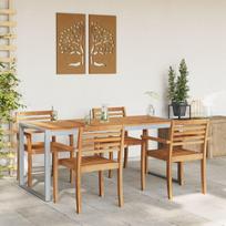 Lauko Valgomojo Stalas Pilkas 180x90x75 cm Plienas ir Kietmedis Akacija