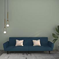 Dvivietė sofa-lova, mėlynos spalvos, aksomas