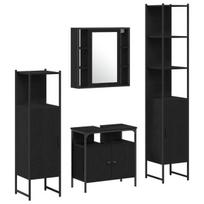 vidaXL Vonios baldų rinkinys 4 pcs Juodas ąžuolas Apdirbta mediena