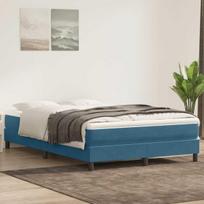 vidaXL Box Spring Lova be čiužinio Tamsiai mėlyna 140x220 cm aksomas