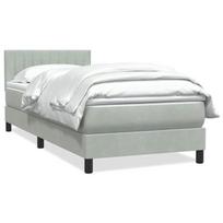 vidaXL Box Spring Lova su čiužiniu Šviesiai pilka 90x210 cm Velvet