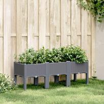 Sodo lovelis su kojomis, 120x40x42 cm, pilkas, PP