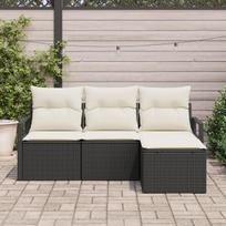 vidaXL Sofos komplektas su pagalve 4 pcs Juoda poliratanas