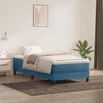 vidaXL Box Spring Lova be čiužinio Tamsiai mėlyna 100x220 cm aksomas