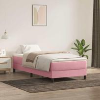 vidaXL Box Spring Lova be čiužinio Rožinė 100x220 cm aksomas