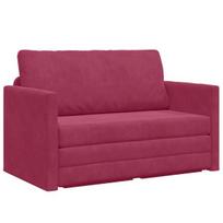 Sofa-lova ant grindų 2-in-1 vyno raudona 124x204x61 cm aksomas