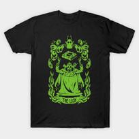 Men Black Print T-shirt Adventure Time The Lich King, Tarot Card Design Of The Lich King From Adventure Time No-Cut Transfer Paper Print Cotton Tshirt XL juoda