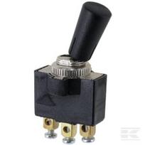 Svirtinis jungiklis ON-OFF-ON 12-24VDC 20A 125-250VAC 2A 3 kontaktai varžtiniai kontaktai metalinė veržlė plastikinis dangtelis SW10014KR