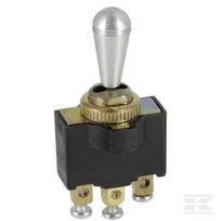 Svirtinis jungiklis ON-OFF-ON 12-24VDC 10A 125-250VAC 2A 3 kontaktai varžtiniai kontaktai metalinė veržlė metalinis dangtelis SW10013KR