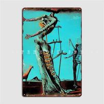 Salvador Dali Burning Giraffe Surreal Famous Painters Metal Sign Wall Mural Kitchen Customize Plates Tin Sign Poster 20x30cm