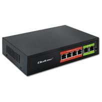 Qoltec 52289 GREITO Ethernet PoE KOMUTATORIUS | 4x RJ45 PoE | 2x RJ45 Uplink | 65 W | 10/100Mb/s