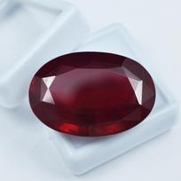 Natūralus kraujo raudonumo rubinas 57,58 ct ovaliai apdorotas sertifikuotas laisvas brangakmenis 28.7 mm Approx raudona