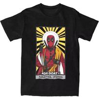 Vyriški Jėzaus Deadpool marškinėliai Grynos medvilnės T marškinėliai Paplūdimio Šaunūs trumpomis rankovėmis T marškinėlis Apvalia kaklo iškirpte Hip Hop Individualus „Pasidaryk pats“ T marškinėlis S juoda