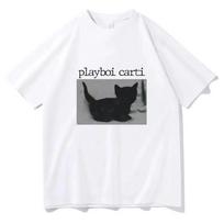 Playboi Carti Dydeli Hip-Hop marškinėliai Mielas Katės Harajuku Spausdinimo Marškinėlis Įprasti Vyriški Viršutiniai Drabužiai Kokybiški Raperio Marškinėliai XXXXL