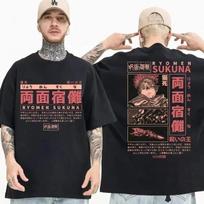 Men Women Japanese Anime Jujutsu Kaisen T-shirt Manga Ryomen Sukuna Short Sleeve T-shirts Oversized Cotton Casual T Shirt Men S smėlis