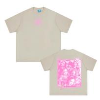 K-pop merginų grupės KATSEYE T-shirt Vasarinis Naujas Stilius 100% Medvilnė Aukštos Kokybės Viršutiniai Drabužiai Apvalia Kaklo Iškirpte Patogus Moteriški Drabužiai XS smėlinė