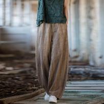 Elegantiškos moteriškos medvilninės lininės baggy cargo kelnės Vintažinės elastinės juosmens jogos kelnės Laisvos laisvalaikio ilgos plačios kojos oversize drabužiai S žalia