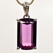 Natural Purple Tanzanite 29.3ct Baguette 925 Sterling Silver Pendant Certified 20.3 mm approx. violetinė