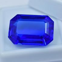 Natūralus mėlynasis safyras smaragdo pjūvio SERTIFIKUOTAS 19,85 ct Gražus laisvas brangakmenis 18.5 mm approx mėlyna
