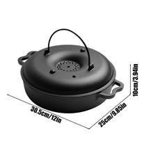 Roasting Pan With Lid Iron Sweet Potato Pot With Clip And Gloves Cooking Pan For Home Kitchen Sweet Potato Corn BBQ Vegetables juoda
