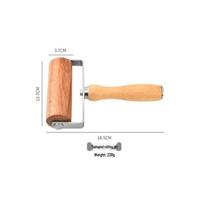 Nerūdijančio plieno picos grotelių volelis su medine rankena T-type Rolling Pin