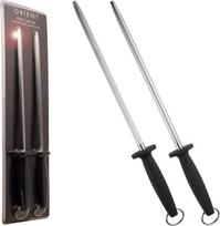 Professionalus peilių galandimo rinkinys „Orient“ – 12" deimantinis & galandimo plienas su ergonomine rankena, 30 cm, juodas