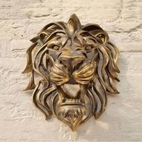 Retas radinys Didelė liūto galvos sieninė meno skulptūra Auksinė derva Liūto galvos menas Sienų prabangi dekoracija Virtuvės siena Miegamasis dropshippin 21x16x12cm liūtas