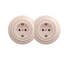 Kliklap - dvigubas retro sieninis lizdas su rėmeliu SCHUKO 230V/16A, antikvarinė rožinė