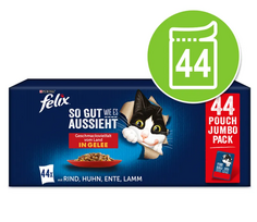 Felix Fantastic Mix of Flavors Jelly 85g X 44 (vištiena, jautiena, antiena, ėriena), 44 x 85 g