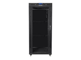 Komutacinė spinta pastatoma LANBERG 19" 27U 600x600 glass door LCD flat pack black