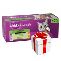 WHISKAS TASTY MIX drėgnas kačių maistas Chef's choice in sauce 40 x 85 g + Staigmena katei