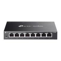 TP-Link ES208G tinklo komutatorius Omada Easy-Managed Layer 2 8× Gigabit 10/100/1000Mbps RJ45 VLAN QoS IGMP Snooping kompaktiškas be ventiliatoriaus dizainas Juodas