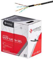 Conotech Susuktos poros LAN kabelis, cat.5e, U/UTP, GEL, 100m, CU, juodas, GEL