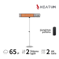 Pastatomas Infraraudonųjų spindulių šildytuvas Heatum H2000R URBAN SILVER su vienkoju stovu
