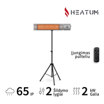 Pastatomas Infraraudonųjų spindulių šildytuvas Heatum H2000R URBAN SILVER su trikoju stovu