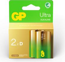 Gp Batteries GP - Ultra Alkaline Battery, Size D, 13AU/LR20, 1.5V (2-pack)