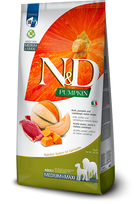 Sausas pašaras šunims FARMINA N&D PUMPKIN DOG Dry Duck&Cantaloupe ADULT MEDIUM MAXI 12kg