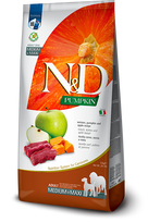 Sausas pašaras šunims FARMINA N&D PUMPKIN DOG Dry Venison&Apple ADULT MEDIUM MAXI 12kg