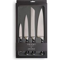 Orient "Origin" serijos virtuvinių peilių rinkinys, 4-dalių, Vokietijos X50 Ultra+ nerūdijantis plienas, juodas, „Orient“ virtuvinių peilių rinkinys, „Origin“ serija, 4 dalys, vokiškas X50 Ultra + nerūdijantis plienas, juodos spalvos