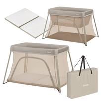 Kelioninė lovytė 3 viename, maniežas ir vaikiška lovytė, lengva ir sulankstoma – Lionelo Alice 3 in 1 Beige Olive