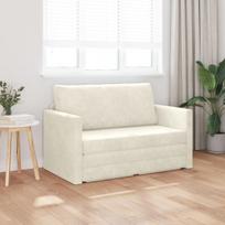 Grindų sofa-lova 2-in-1 Kreminė 124x204x61 cm Aksomas