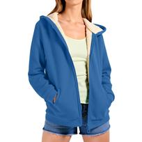 Womens Fleece Lined Hoodie Winter Zip Up Jacket Cozy Warm Thicken Thermal Hooded Sweatshirt Coat With Pockets XXL mėlyna
