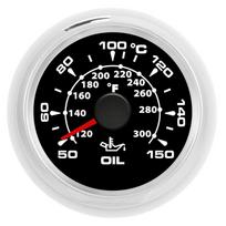 2in Digital Oil Temperature Gauge 361‑19Ohm 50‑150 celsius  Display 8 Colors Backlight Black Dial Silver Bezel