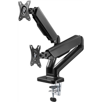 Goobay Desk Mount | Double Monitor Mount with Gas Spring | Swivel, Tilt, Rotation | 17-32 " | Maximum weight (capacity) 9 kg | Black|58531